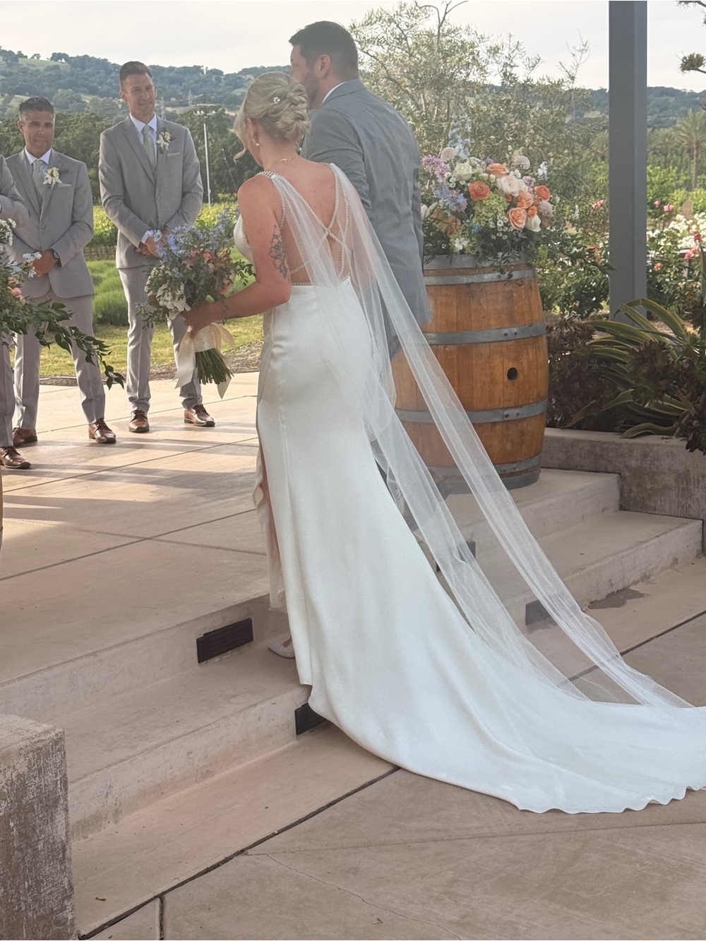 Ivory white cape veil